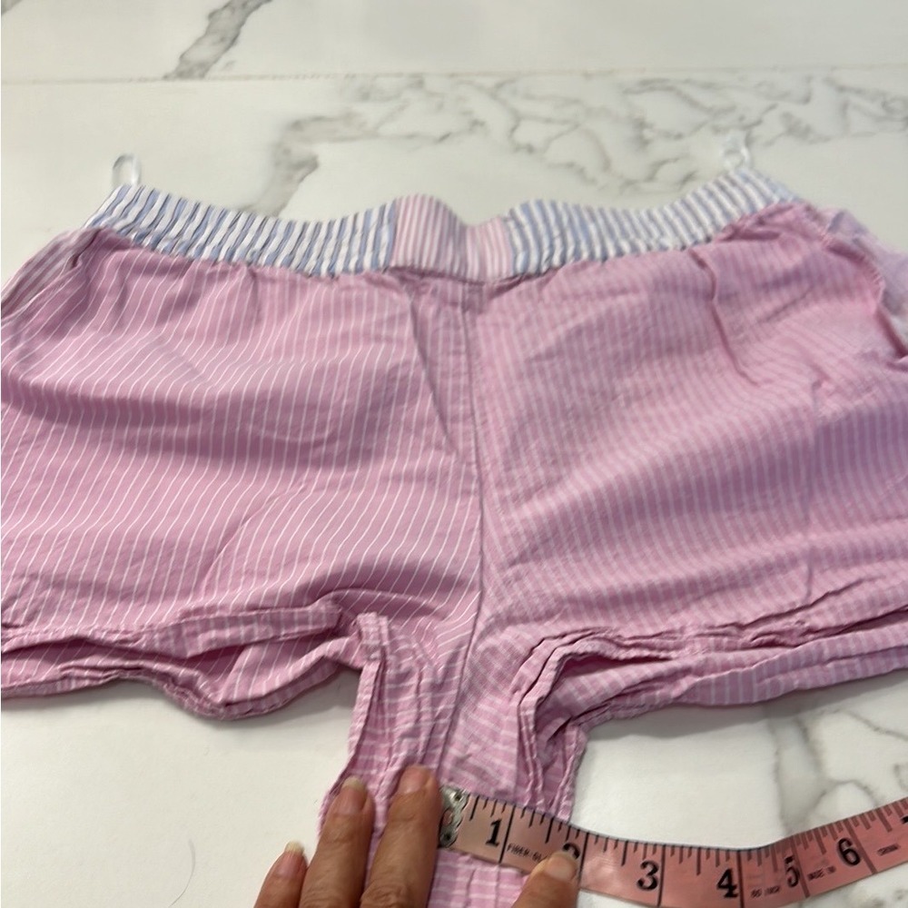 ZARA Striped Shorts Pink White Blue Elastic Waist Pockets‎ Casual Summer - Picture 8 of 8